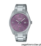 Klasyczny zegarek męski na bransolecie fioletowa tarcza Casio MTP-1302PD